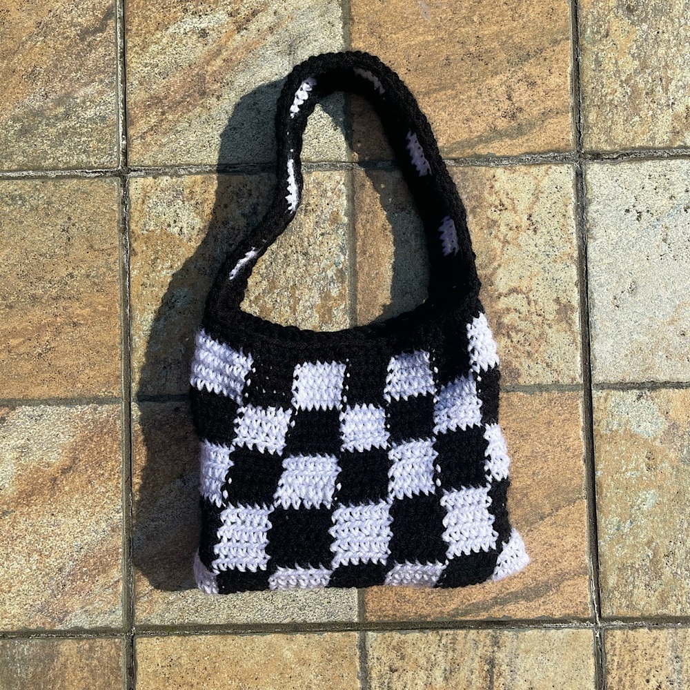 Crochet Checkerboard Shoulder Bag